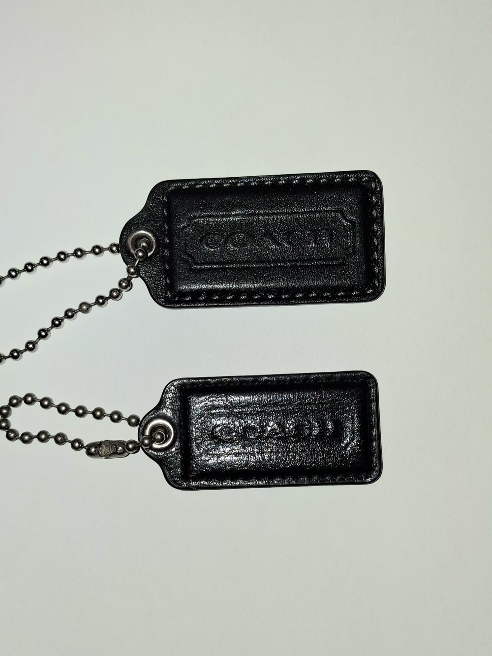 Authentic COACH Black Leather Hang Tag Keychain Bundle – 2 Sizes